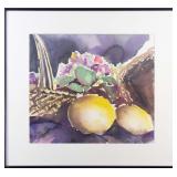 STILL LIFE WITH FRUIT AND FLOWERS WATERCOLOR