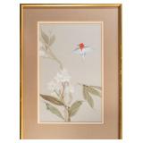 W. LO (HUAN DI) BIRD AND BLOSSOMS PAINTING