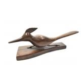 HAND CARVED WOODEN ROADRUNNER FIGURINE