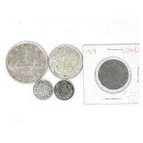 CANADIAN SILVER DOLLAR, 50-CENT, 10-CENT COINS 39g