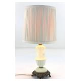 MILK GLASS ON FOOTED BASE LAMP WORKING