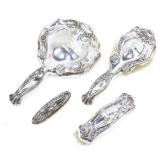 STERLING WRAPPED FLORAL & MONOGRAMMED VANITY SET