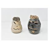 PAIR OF EARTHENWARE FOLK ART FACES W/ SALT GLAZE