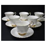 SIX ROYAL ALBERT 'VAL D'OR' TEA CUPS & SAUCERS