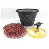 GARDEN PLANTER AND SPRINKLER HOSE ATTACHMENT
