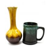 BLUE MOUTAIN POTTERY VASE AND MUG
