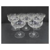 9 ETCHED GLASS COUPE/CHAMPAGNE GLASSES