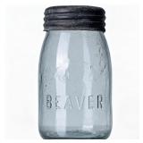 ANTIQUE AQUA-TINGE GLASS BEAVER FRUIT JAR