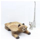 WOODEN LAYING CAT DISH & LONG TAIL CAT FIGURE