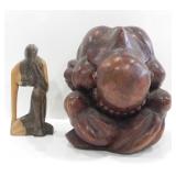 DECORATIVE WOOD WEEPING BUDHA AND THINKER