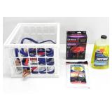 BIN OF CAR CARE ITEMS