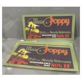 LOT OF SEVEN 'WEAR A POPPY' HANDMADE SIGNS
