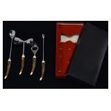 FAUX ANTLER HANDLE BAR MIXOLOGY SET WITH BOX