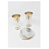 SILVERPLATE GOBLETS & 6 SILVERPLATE COASTERS