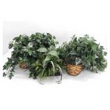 3 ARTIFICIAL PLANTS IN DECORATIVE BASKETS