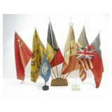 DESKTOP FLAG STAND W/ 6 FLAGS + UN & UK DESK FLAGS