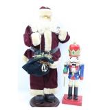 SANTA & WOODEN NUTCRACKER FIGURE DECOR