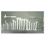 ASSORTED SPANNERS, WRENCH, DRIVE SOCKETS
