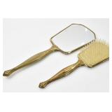 HANDHELD MIRROR AND BRUSH