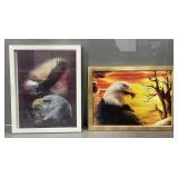 LOT OF TWO FRAMED 3D EAGLE ART PRINTS