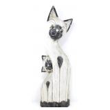 PAINTED WOOD MOTHER CAT & KITTEN DECOR