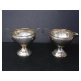 STERLING REINFORCED W/ CEMENT CREAMER & SUGAR POT