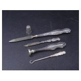 ASSTD STERLING HANDLED TOOLS & THIMBLE