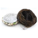 GENUINE FEATHER MESH & GREY STRAW FLORAL HATS