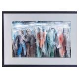BRONKA MICHALOWSKA THE CROWD WATERCOLOR 1965