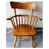 SOLID MAPLE CAPTAIN'S ARMCHAIR, TURNED SPINDLES