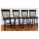 4 BLACK METAL FRAME SLAT BACK COUNTER STOOLS