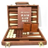 BACKGAMMON SET IN A LEATHER CASE