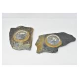 PAIR OF 'ROCKS AFIRE' OIL LAMPS