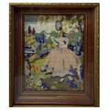 GARDEN SCENE NEEDLEPOINT EMBROIDERY