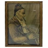 VINTAGE MUSICIAN PORTRAIT LITHOGRAPH