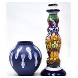 CERAMIC CANDLE HOLDER AND ROUND VASE