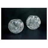 PAIR OF DECORATIVE CUT GLASS VASES
