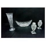 4 CUT GLASS TABLE SETTING PIECES
