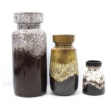 W.GERMANY TWO-TONED LAVA GLAZED VASES