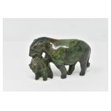 G. GEMU 'LION AND CUB' VERDITE CARVING