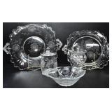 ETCHED CORNFLOWER PATTERN GLASS SERVEWARE