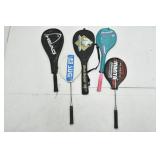 ASSORTED SQUASH AND BADMINTON RACUETS