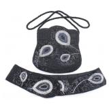 BEADED VTG EVENING SHOULDER BAG & WAIST BELT SET