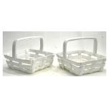 WHITE GLAZED CERAMIC WOVEN STYLE BASKETS