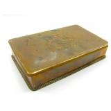 COPPER CIGAR BOX W/ CHILEAN COAT OF ARMS ON LID