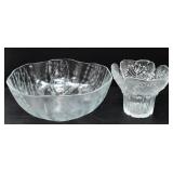 TEXTURED GLASS BOWL & VASE