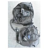 2 SCUBA DIVING BUOANCY JACKETS AND 3 SETS OF FINS
