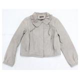 DANIER RUFFLED CINCH COLLAR LEATHER JACKET L