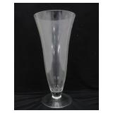LARGE GLASS FOOTED VASE W/ FLARED RIM