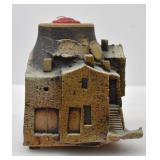 MINIATURE STONEWARE HOUSE CANDLE HOLDER